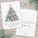 Christmas Tree Beach Mele Kalikimaka Holiday Card<br><div class="desc">Get into the holiday spirit with this unique Christmas card featuring a watercolor Christmas tree made of sage green coral, accented with teal, tan, brown, and white ornaments and seashells. At the top of the tree, a starfish stands in as a festive coastal-inspired star, giving the design a soft and...</div>