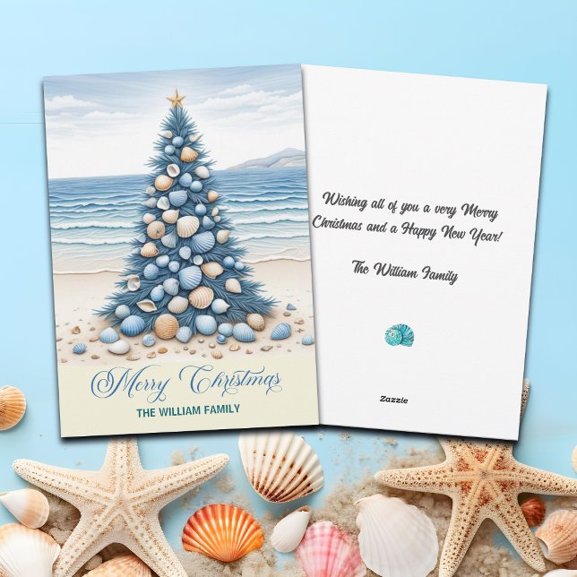 Christmas Tree Beach Merry Christmas Holiday Card (Creator Uploaded)