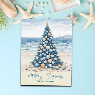 Christmas Tree Beach Merry Christmas Holiday Postcard