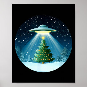Christmas Tree Beamed By Ufo For Interstellar Holi Poster
