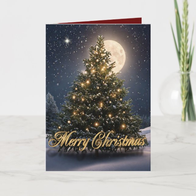 Christmas tree beauty in the snow holiday card (Front)