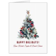 Christmas Tree Berries Holiday Wishes Monogram