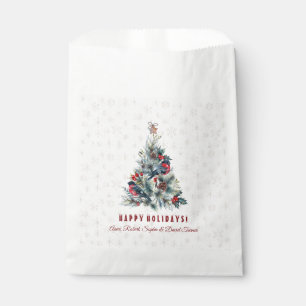 Christmas Tree Berries Holiday Wishes Monogram Favour Bag