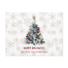 Christmas Tree Berries Holiday Wishes Monogram