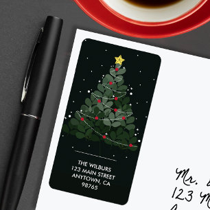 Christmas Tree Black Address Label