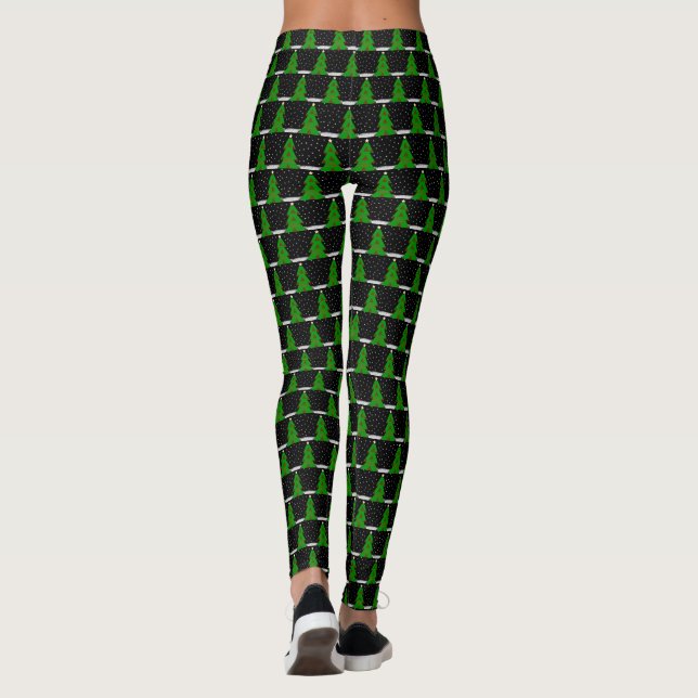 Christmas Tree (Black) Leggings (Back)
