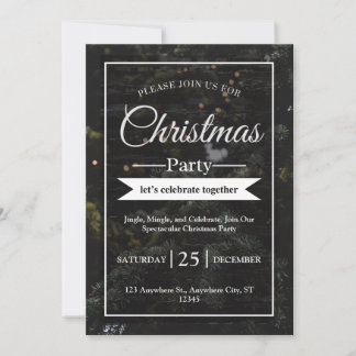 Christmas tree black party invitation