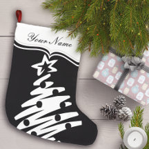 Christmas Tree Black White Modern Holiday
