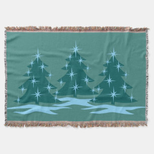 Christmas Tree Blanket Blue Holiday Throw Blankets