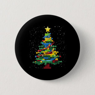 Christmas Tree Block Brick Building Xmas Master Bu 2 Inch Round Button