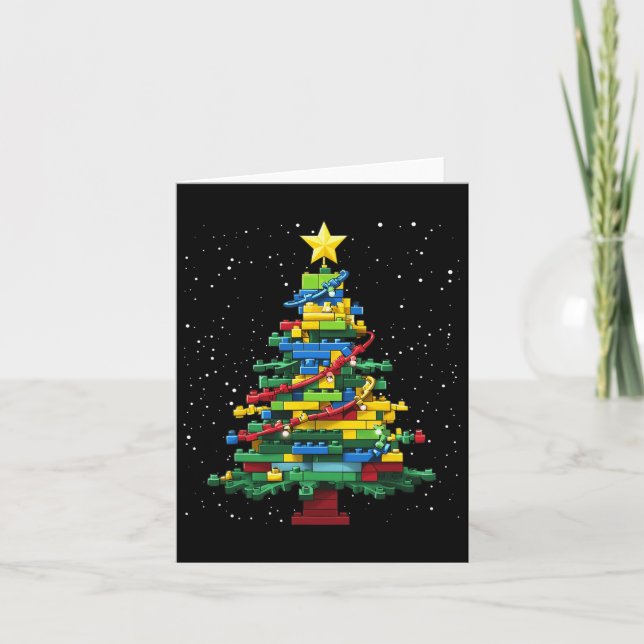 Christmas Tree Block Brick Building Xmas Master Bu Card (Front)