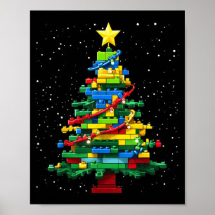 Christmas Tree Block Brick Building Xmas Master Bu Poster