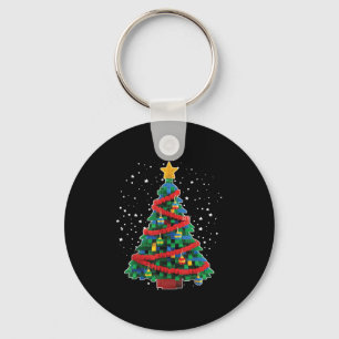 Christmas Tree Block Building Builder Brick Christ Keychain