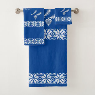Christmas tree. Blue color Bath Towel Set