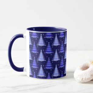 Christmas Tree Blue Pattern Design Mug