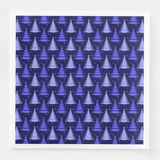 Christmas Tree Blue Pattern Design Napkin (Front)