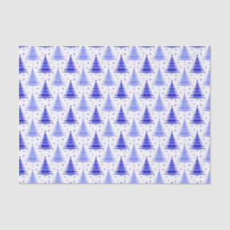 Christmas Tree Blue Periwinkle Pattern Design Tissue Paper
