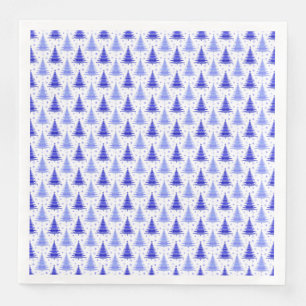 Christmas Tree Blue Periwinkle Pattern  Paper Dinn Napkin