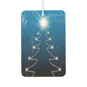 Christmas Tree Blue Sky Shiny Stars Rustic Elegant Air Freshener