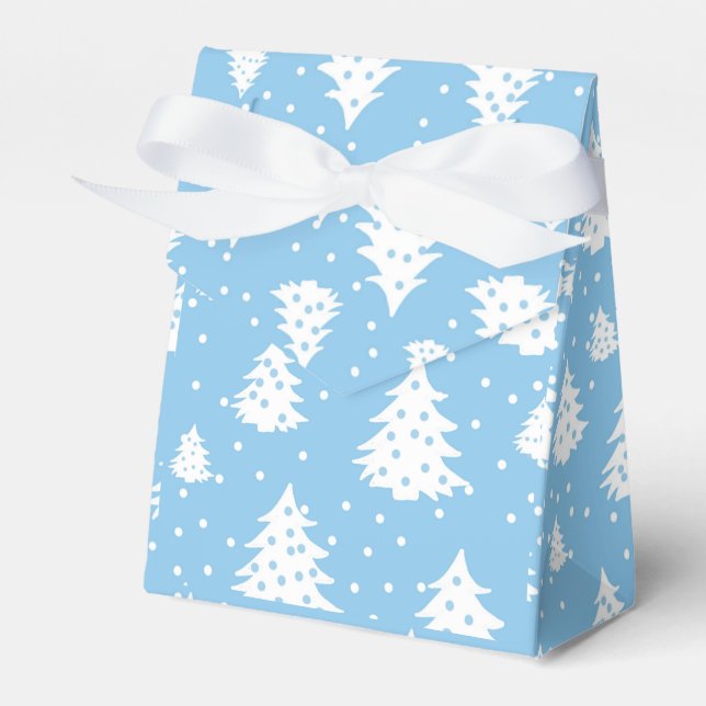 Christmas Tree Blue White Pattern Favor Box (Front Side)