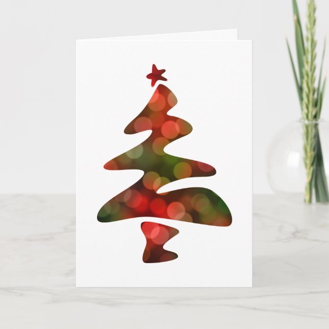 Christmas Tree Bokeh Lights Holiday Card (Front)
