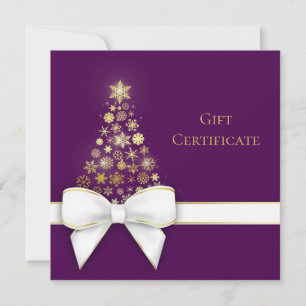 Christmas Tree Bow Snowflakes Purple Gift Card