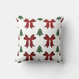 christmas tree bow throw pillow