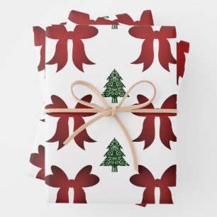 christmas tree bow wrapping paper sheet