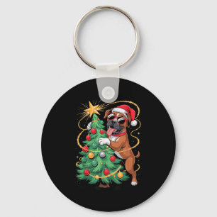Christmas Tree Boxer Dog Sungles Keychain