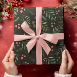 Christmas tree branches and berries- vintage green wrapping paper sheet<br><div class="desc">Christmas tree branches and berries- vintage green Wrapping Paper Sheets</div>