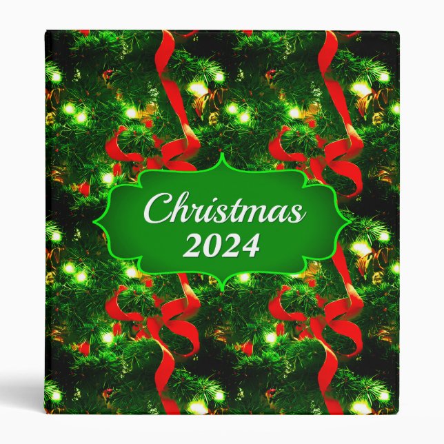 Christmas Tree Branches and Red Ribbons Binder (Front)