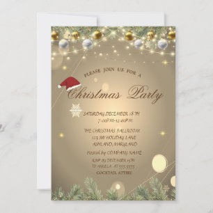Christmas Tree Branches Balls Christmas Company  Invitation