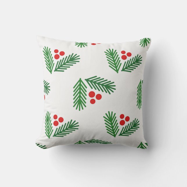 Christmas tree branches throw pillow (Front)