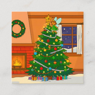 CHRISTMAS TREE BRITE CARTOON COLORS ENCLOSURE CARD