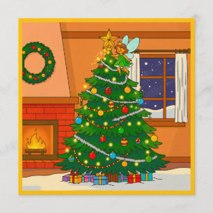 CHRISTMAS TREE BRITE CARTOON COLORS INVITATION