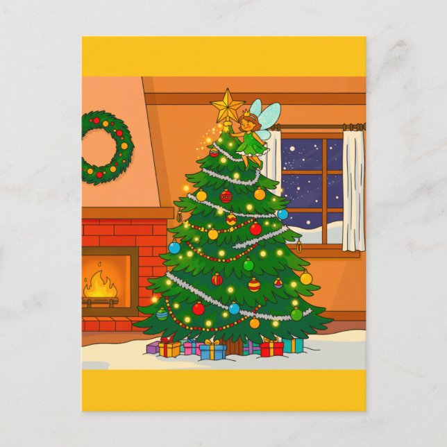 CHRISTMAS TREE BRITE CARTOON COLORS POSTCARD (Front)