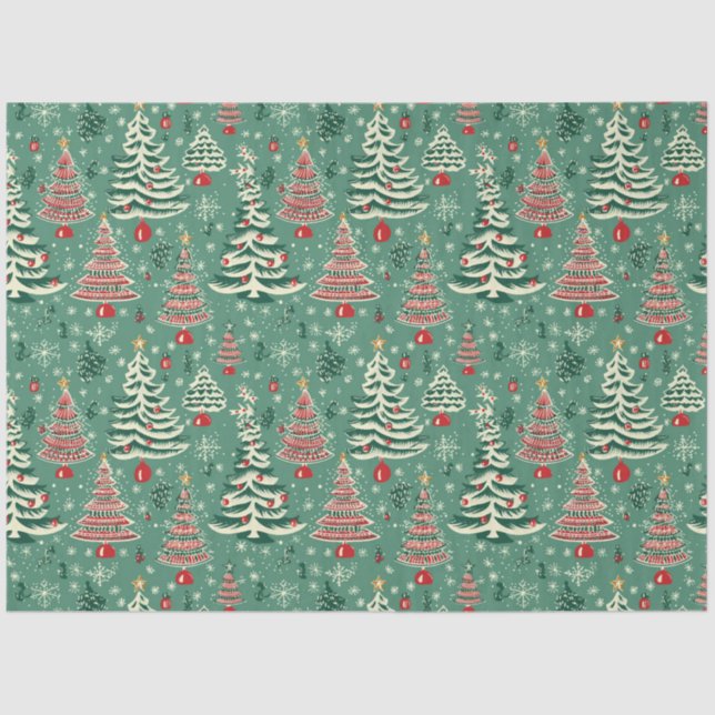  Christmas Tree Broadcloth: Red & Green Christmas Tissue Paper (Front)
