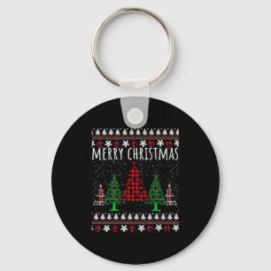 Christmas Tree Buffalo Gingham Plaid  Keychain