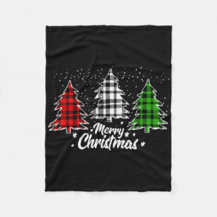 Christmas Tree Buffalo Plaid Red White Green Xmas Fleece Blanket
