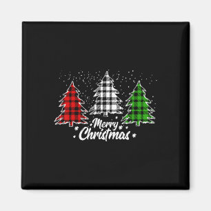 Christmas Tree Buffalo Plaid Red White Green Xmas Magnet
