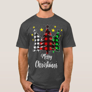 Christmas Tree Buffalo Plaid Red White Green Xmas  T-Shirt