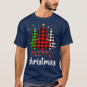 Christmas Tree Buffalo Plaid Red White Green Xmas T-Shirt