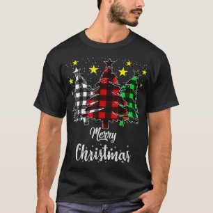Christmas Tree Buffalo Plaid Red White Green Xmas  T-Shirt
