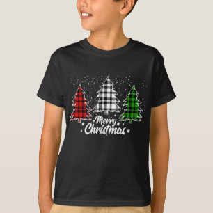 Christmas Tree Buffalo Plaid Red White Green Xmas  T-Shirt