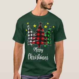 Christmas Tree Buffalo Plaid Red White Green Xmas T-Shirt