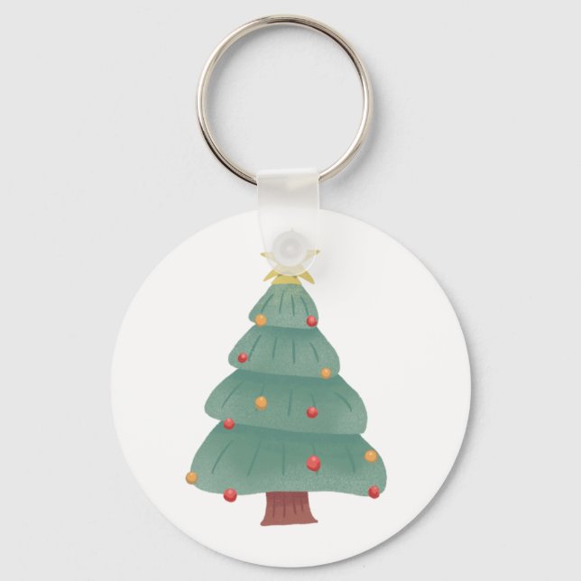 Christmas Tree Button Keychain (Front)