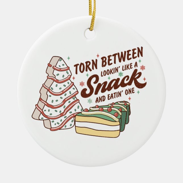Christmas Tree Cake, Christmas Cookies Ceramic Ornament (Front)