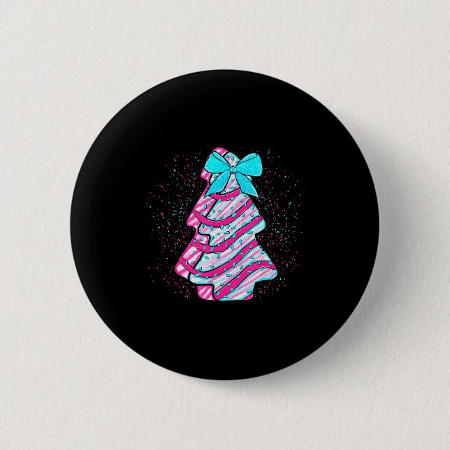 Christmas Tree Cake Coquette Bow Xmas Matching Fam 2 Inch Round Button (Front)