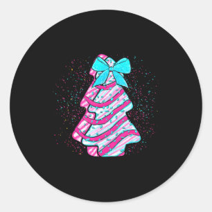 Christmas Tree Cake Coquette Bow Xmas Matching Fam Classic Round Sticker