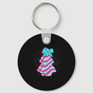 Christmas Tree Cake Coquette Bow Xmas Matching Fam Keychain